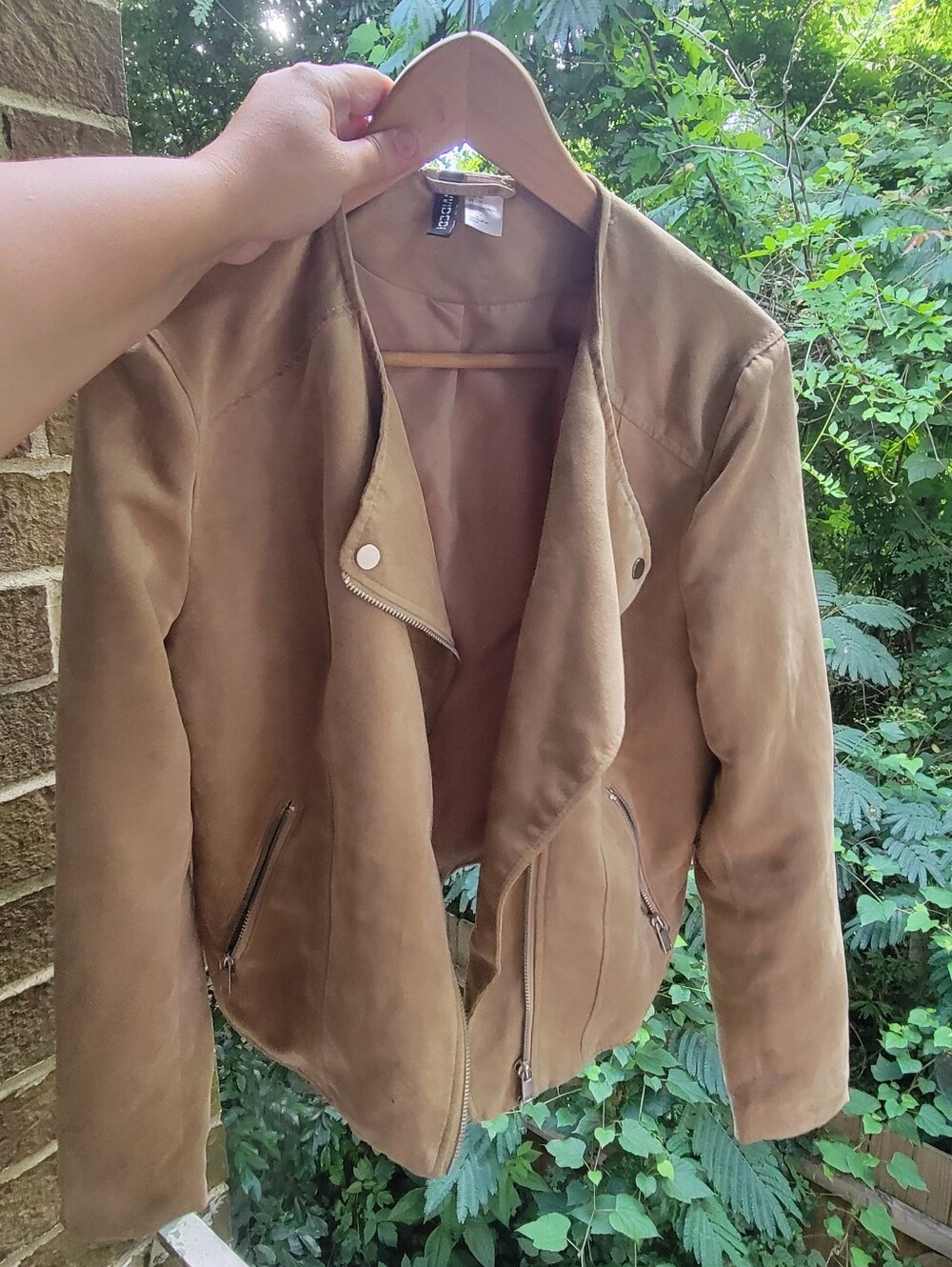H&M Divided Tan Suede Moto Jacket